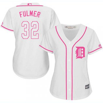 Tigers #32 Michael Fulmer White Pink Fashion Women's Stitched Baseball Jersey