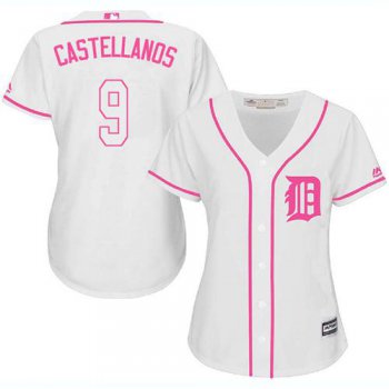 Tigers #9 Nick Castellanos White Pink Fashion Women's Stitched Baseball Jersey
