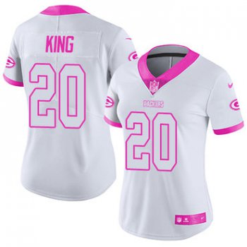 Nike Packers #20 Kevin King White Pink Women's Stitched NFL Limited Rush Fashion Jersey