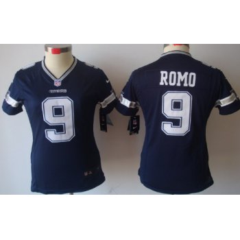 Nike Dallas Cowboys #9 Tony Romo Blue Limited Womens Jersey