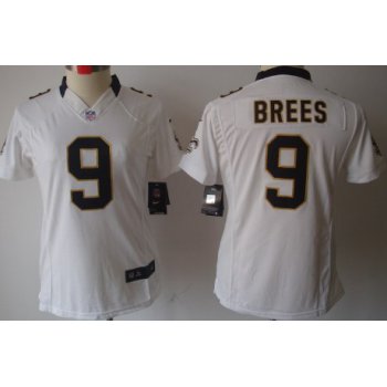 Nike New Orleans Saints #9 Drew Brees White Limited Womens Jersey