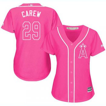 Angels #29 Rod Carew Pink Fashion Women's Stitched Baseball Jersey