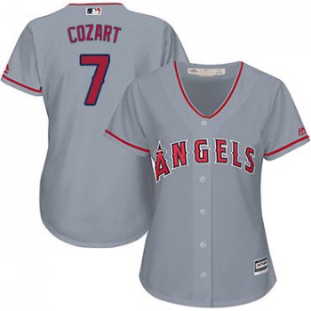 Angels #7 Zack Cozart Grey Road Women's Stitched Baseball Jersey