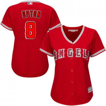 Angels #8 Justin Upton Red Alternate Women's Stitched Baseball Jersey