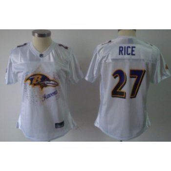 Baltimore Ravens #27 Ray Rice White Fem Fan Womens Jersey