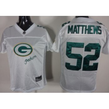 Green Bay Packers #52 Clay Matthews 2011 2011 White Stitched Womens Jersey