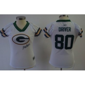 Green Bay Packers #80 Donald Driver 2011 White Womens Field Flirt Fashion Jersey