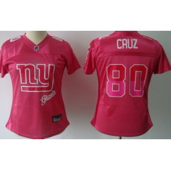 New York Giants #80 Victor Cruz Pink Fem Fan Womens Jersey