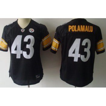 Pittsburgh Steelers #43 Troy Polamalu Black Womens Jersey