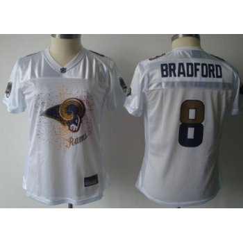St. Louis Rams #8 Sam Bradford White Fem Fan Womens Jersey