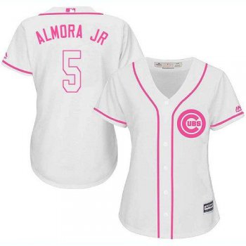 Cubs #5 Albert Almora Jr. White Pink Fashion Women's Stitched Baseball Jersey