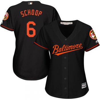 Orioles #6 Jonathan Schoop Black Alternate Women's Stitched Baseball Jersey