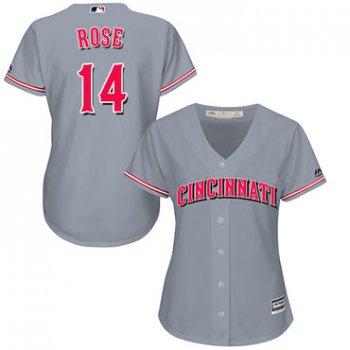 Reds #14 Pete Rose Grey Road Women's Stitched Baseball Jersey