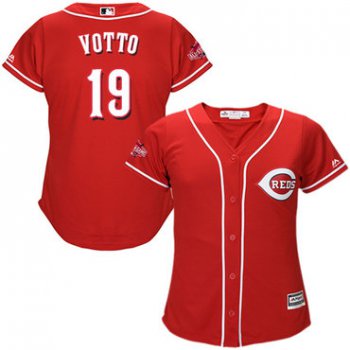 Reds #19 Joey Votto Red Alternate Women's Stitched Baseball Jersey