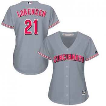 Reds #21 Michael Lorenzen Grey Road Women's Stitched Baseball Jersey