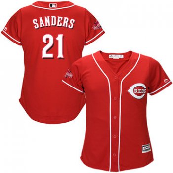 Reds #21 Reggie Sanders Red Alternate Women's Stitched Baseball Jersey