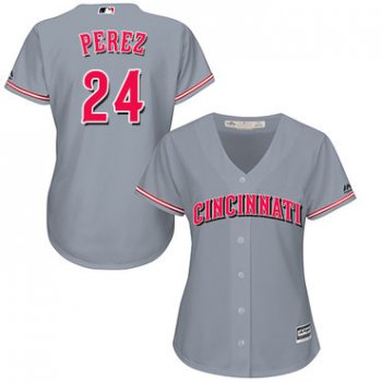 Reds #24 Tony Perez Grey Road Women's Stitched Baseball Jersey