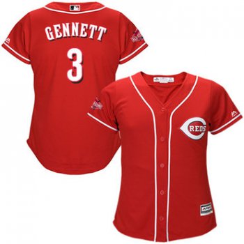 Reds #3 Scooter Gennett Red Alternate Women's Stitched Baseball Jersey
