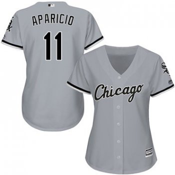 White Sox #11 Luis Aparicio Grey Road Women's Stitched Baseball Jersey