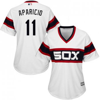 White Sox #11 Luis Aparicio White Alternate Home Women's Stitched Baseball Jersey