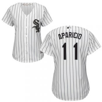 White Sox #11 Luis Aparicio White(Black Strip) Home Women's Stitched Baseball Jersey