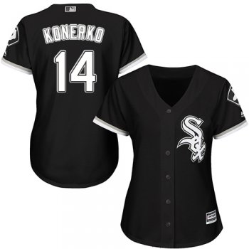 White Sox #14 Paul Konerko Black Alternate Women's Stitched Baseball Jersey