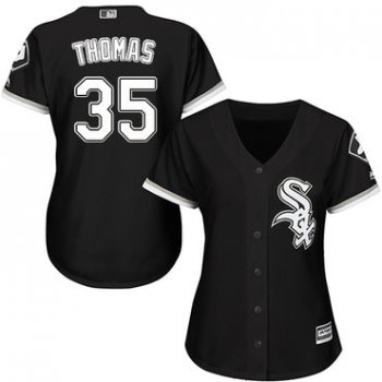 White Sox #35 Frank Thomas Black Alternate Women's Stitched Baseball Jersey