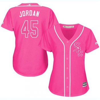 White Sox #45 Michael Jordan Pink Fashion Women's Stitched Baseball Jersey