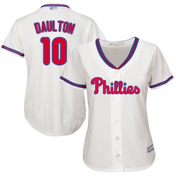 Phillies #10 Darren Daulton Cream Alternate Women's Stitched Baseball Jersey