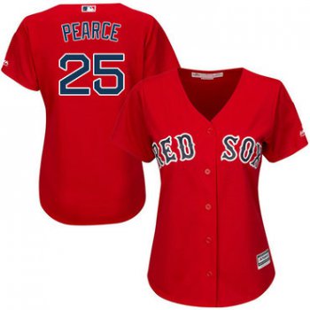 Red Sox #25 Steve Pearce Red Alternate Women's Stitched Baseball Jersey