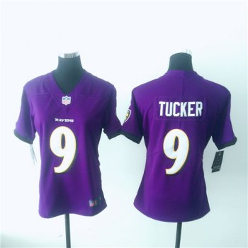 Women's Baltimore Ravens #9 Justin Tucker Purple 2017 Vapor Untouchable Stitched NFL Nike Limited Jersey