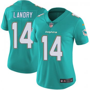 Women's Nike Dolphins #14 Jarvis Landry Aqua Green Team Color Stitched NFL Vapor Untouchable Limited Jersey