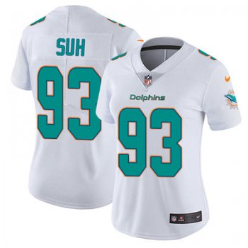 Women's Nike Dolphins #93 Ndamukong Suh White Stitched NFL Vapor Untouchable Limited Jersey
