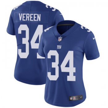 Women's Nike Giants #34 Shane Vereen Royal Blue Team Color Stitched NFL Vapor Untouchable Limited Jersey