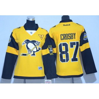 Women's Pittsburgh Penguins #87 Sidney Crosby Yellow 2017 Stadium Series Stitched NHL Reebok Hockey Jersey