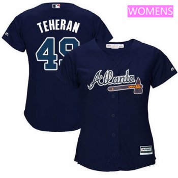 Women's Atlanta Braves #49 Julio Teheran Navy Blue Alternate Stitched MLB Majestic Cool Base Jersey