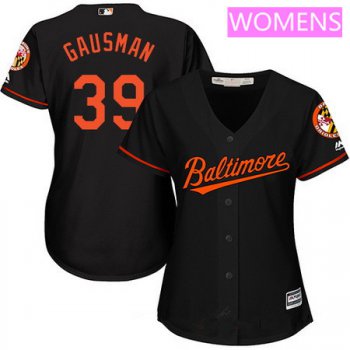 Women's Baltimore Orioles #39 Kevin Gausman Black Alternate Stitched MLB Majestic Cool Base Jersey