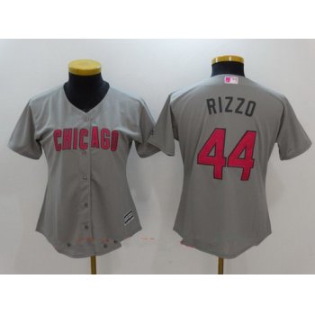 Women's Chicago Cubs #44 Anthony Rizzo Gray With Pink Mother's Day Stitched MLB Majestic Cool Base