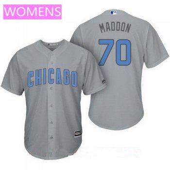 Women's Chicago Cubs #70 Joe Maddon Gray with Baby Blue Father's Day Stitched MLB Majestic Cool Base Jersey