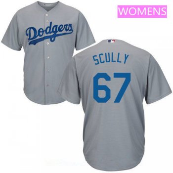 Women's Los Angeles Dodgers Sportscaster #67 Vin Scully Retired Gray Alternate Stitched MLB Majestic Cool Base Jersey