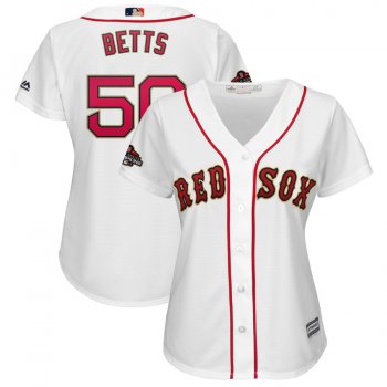 Boston Red Sox 50 Mookie Betts White Women 2019 Gold Program Cool Base Jersey