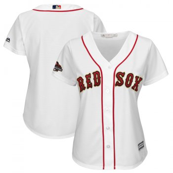 Boston Red Sox Blank White Women 2019 Gold Program Cool Base Jersey