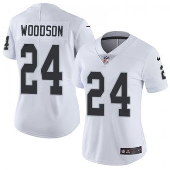 Nike Raiders #24 Charles Woodson White Women's Stitched NFL Vapor Untouchable Limited Jersey