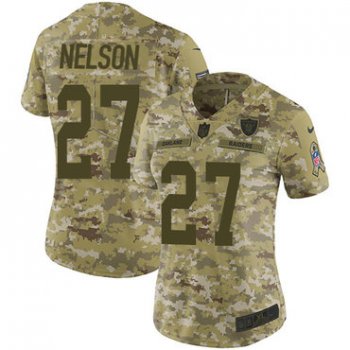 Nike Raiders #27 Reggie Nelson Camo Women's Stitched NFL Limited 2018 Salute to Service Jersey