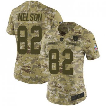 Nike Raiders #82 Jordy Nelson Camo Women's Stitched NFL Limited 2018 Salute to Service Jersey