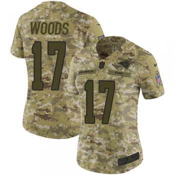 Nike Rams #17 Robert Woods Camo Women's Stitched NFL Limited 2018 Salute to Service Jersey