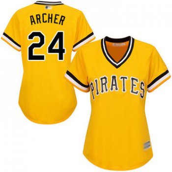 Pittsburgh Pirates #24 Chris Archer Gold Alternate Women's Stitched Baseball Jersey
