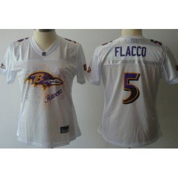 Baltimore Ravens #5 Joe Flacco White Fem Fan Womens Jersey
