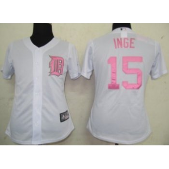 Detroit Tigers #15 Inge White With Pink Womens Jersey