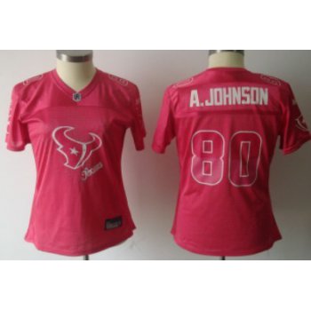 Houston Texans #80 Andre Johnson Pink Fem Fan Womens Jersey